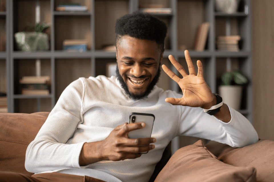 African American Man Saying Hi to His Filipina Online Date 