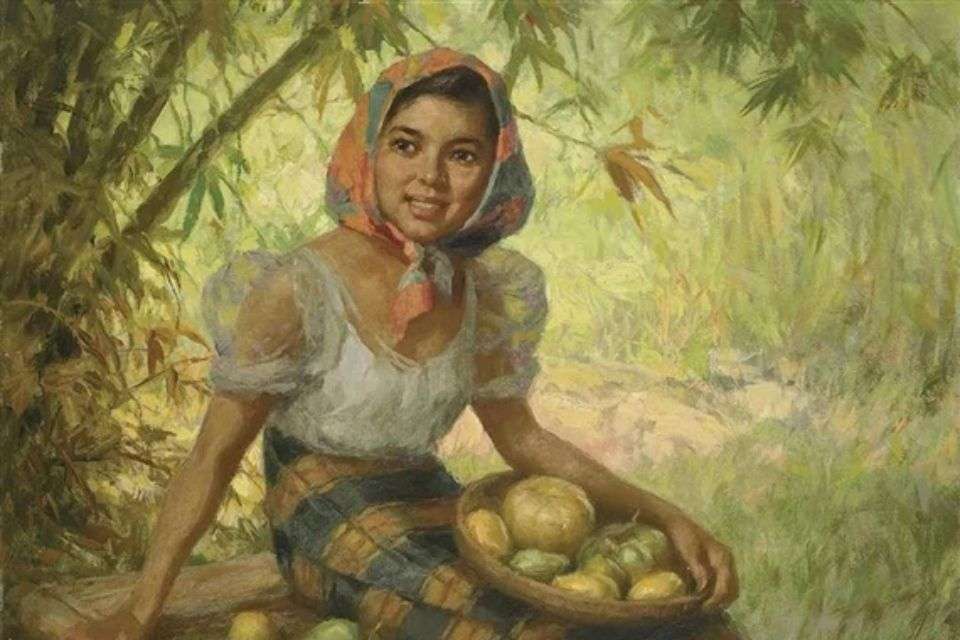 Image of Fernando Amorsolo's Fruit Seller (1952) from mutualart.com - What Does Pinay Mean - Blossoms Dating Blog