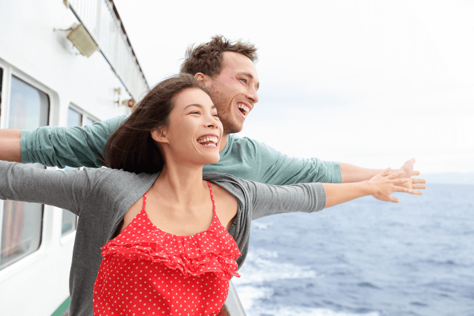 Romantic Couple Posing for Fun on a Cruise Ship